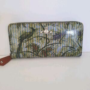 Vivienne Westwood Birds Paradise Wallet Large Logo Zip Around Orbit Tropical